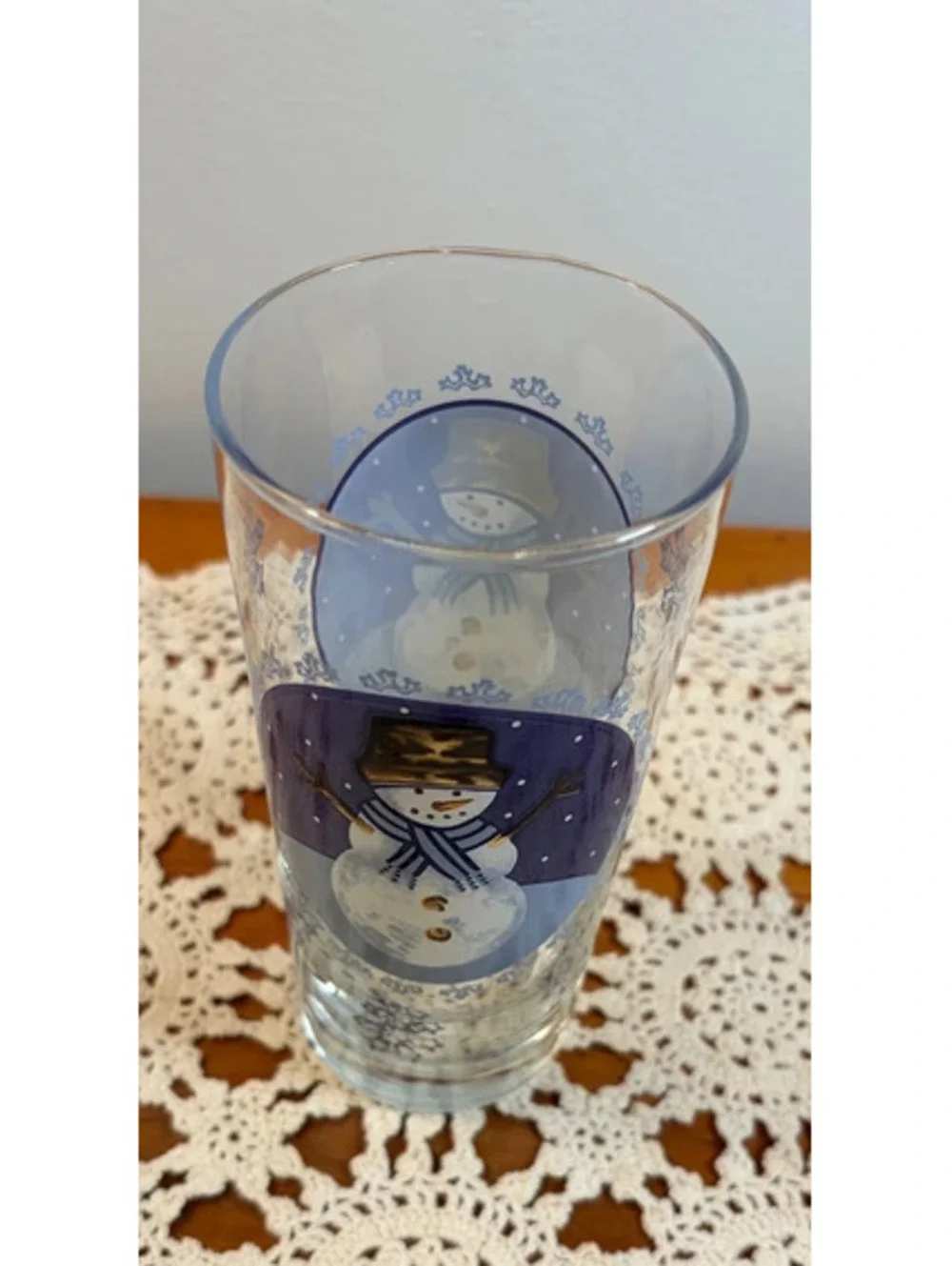 Vintage Snowman Christmas Highball Glasses Set of 5